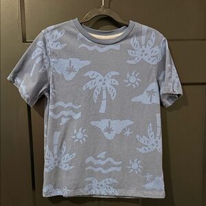 Blue Kids Shirt with Tropical Print
